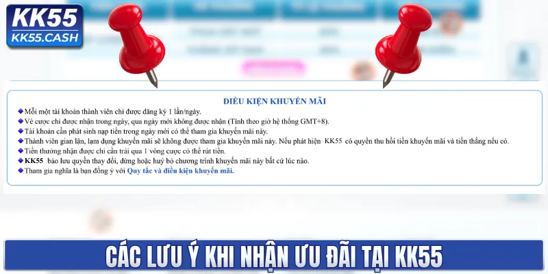 Các lưu ý khi nhận ưu đãi tại KK55